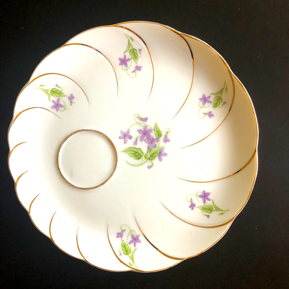 Vintage Snack Plate with Purple Flowers